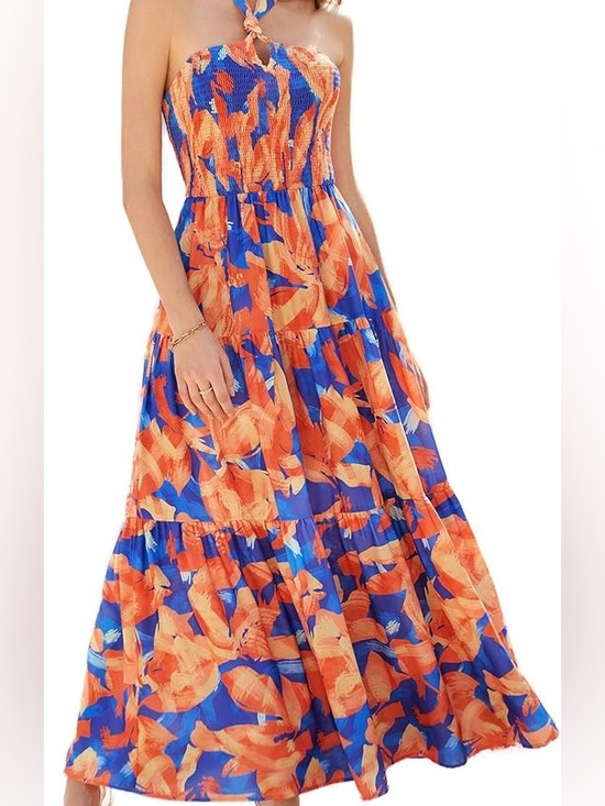 Grace Karin Dresses & Skirts - GRACE KARIN Floral Halter Maxi Dress – Smocked Backless Flow Dress